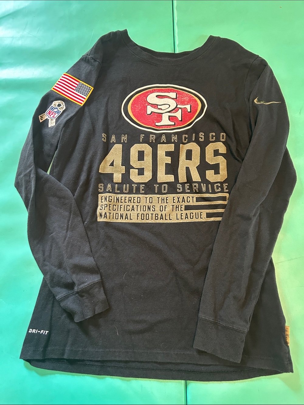 Nike Black San Francisco 49ers Long Sleeve Tee with Team Logo